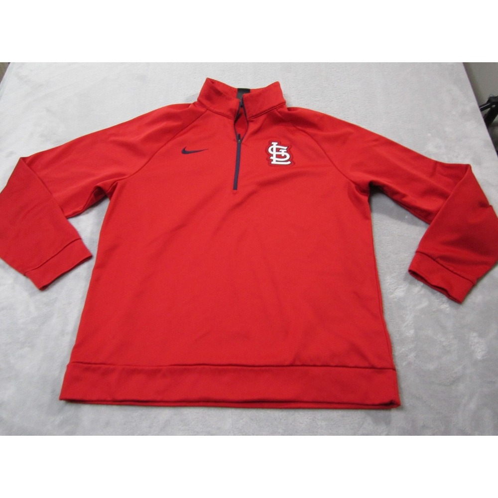 St. Louis Cardinals Sweatshirt Mens Large Red MLB Baseball Nike Dri Fit 1/4 Zip